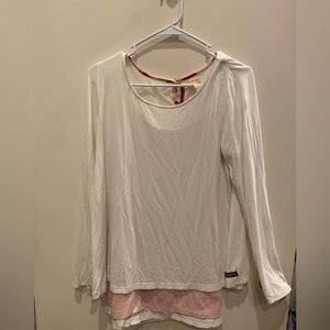 Matilda Jane Ling Sleeve Shirt in Cream with pink Sleeveless Under shirt